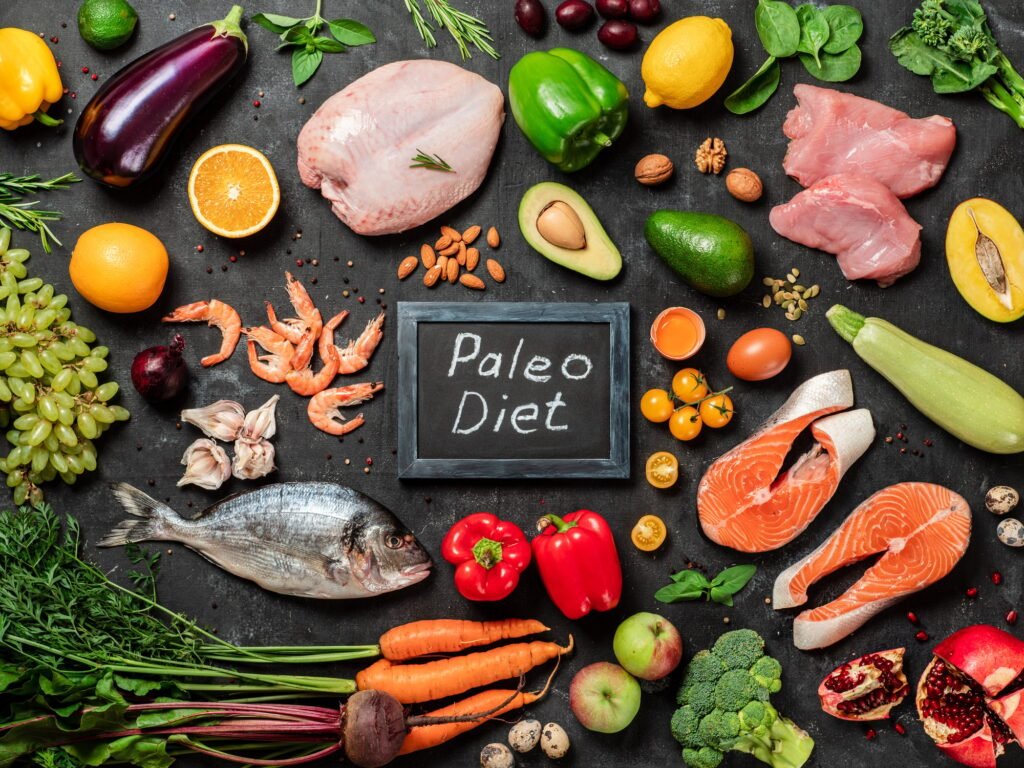 Paleo diet concept, top view or flat lay